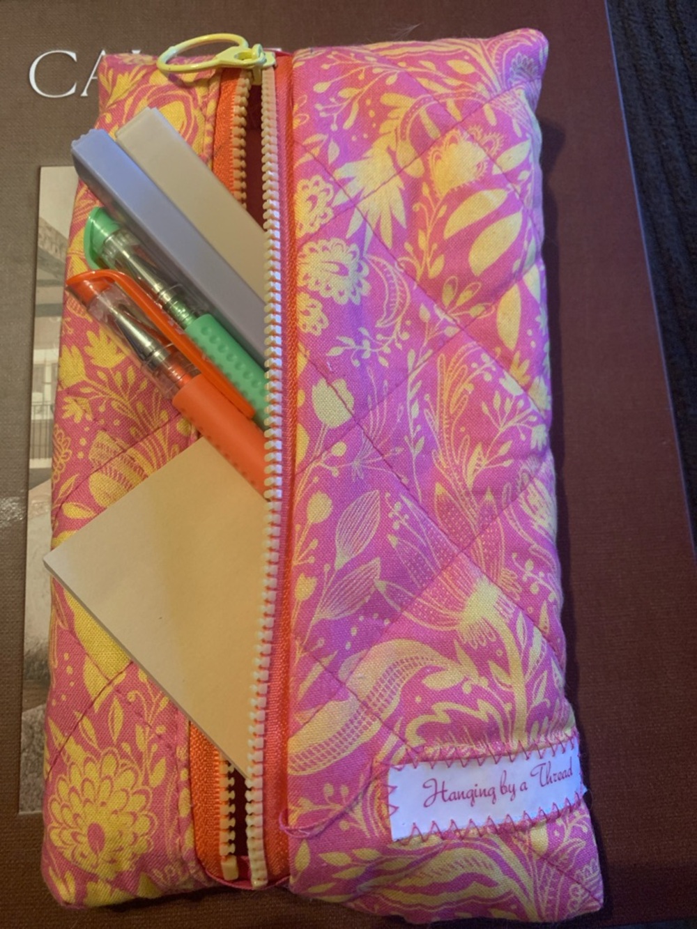 Pink & Yellow Floral Pencil Case